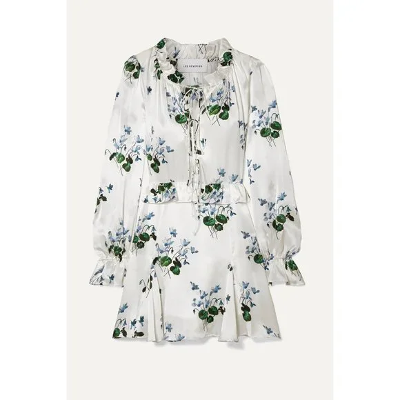 Les Reveries Ruffle Picnic Mini Dress Blue Daffodil